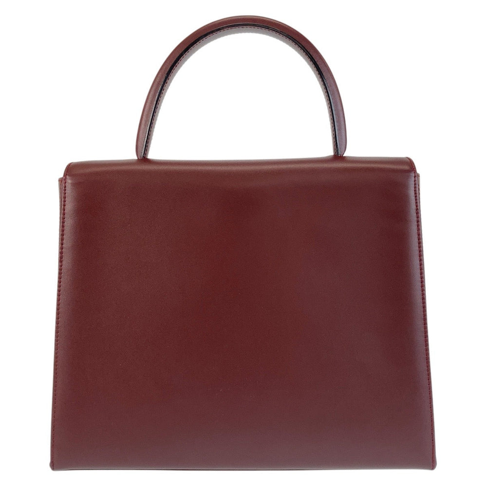 CARTIER Handbag leather Wine Red Bordeaux Gold Metal Must Line Kelly type