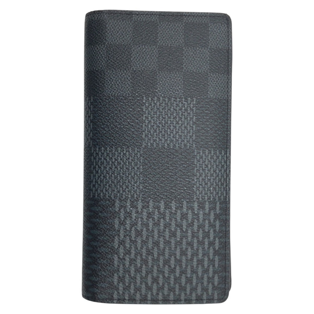 LOUIS VUITTON Long Wallet Purse N60436 PVC Black black Long Wallet Purse Damier Graphite 3D Portefeuille Brother NM mens Used Authentic