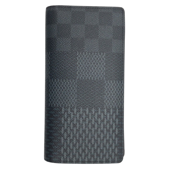 LOUIS VUITTON Long Wallet Purse N60436 PVC Black black Long Wallet Purse Damier Graphite 3D Portefeuille Brother NM mens Used Authentic