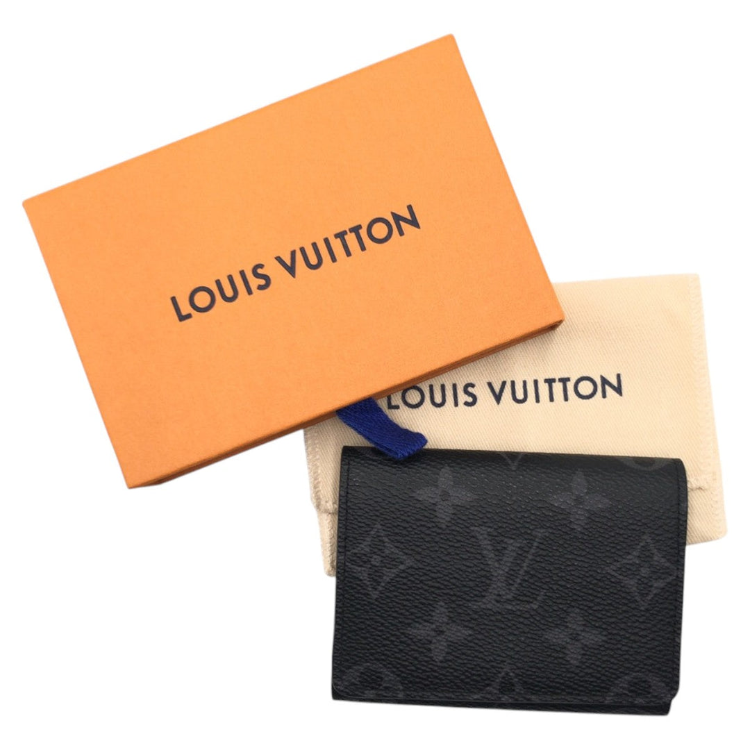 LOUIS VUITTON Card Case M12874 PVC black Card Case Card Case Monogram Eclipse Enveloppe mens Used Authentic