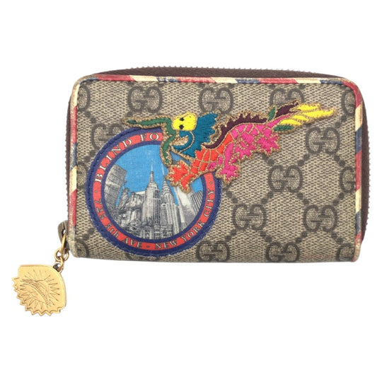 GUCCI Card Case 473911 GG Supreme Canvas Brown Card Case Business Card Case Unisex Courier Women(Unisex) Used Authentic