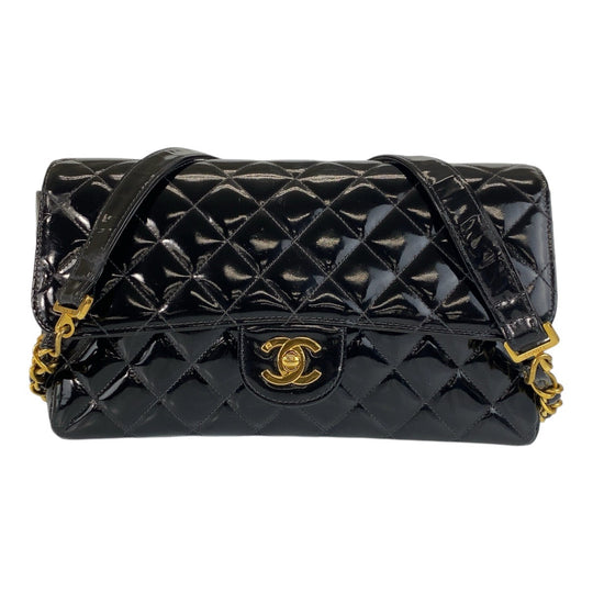 CHANEL Backpack Patent leather Black Gold Metal Backpack Backpack Matrasse COCO Mark Turnlock Women Used Authentic