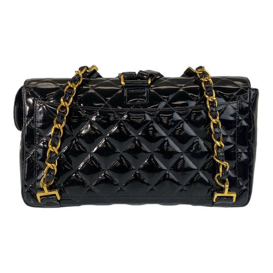 CHANEL Backpack Patent leather Black Gold Metal Backpack Backpack Matrasse COCO Mark Turnlock Women Used Authentic
