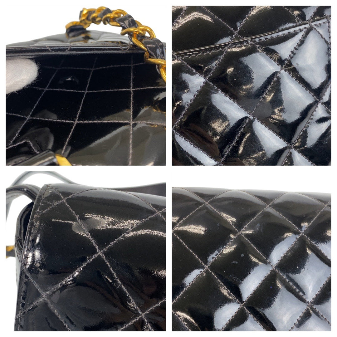 CHANEL Backpack Patent leather Black Gold Metal Backpack Backpack Matrasse COCO Mark Turnlock Women Used Authentic