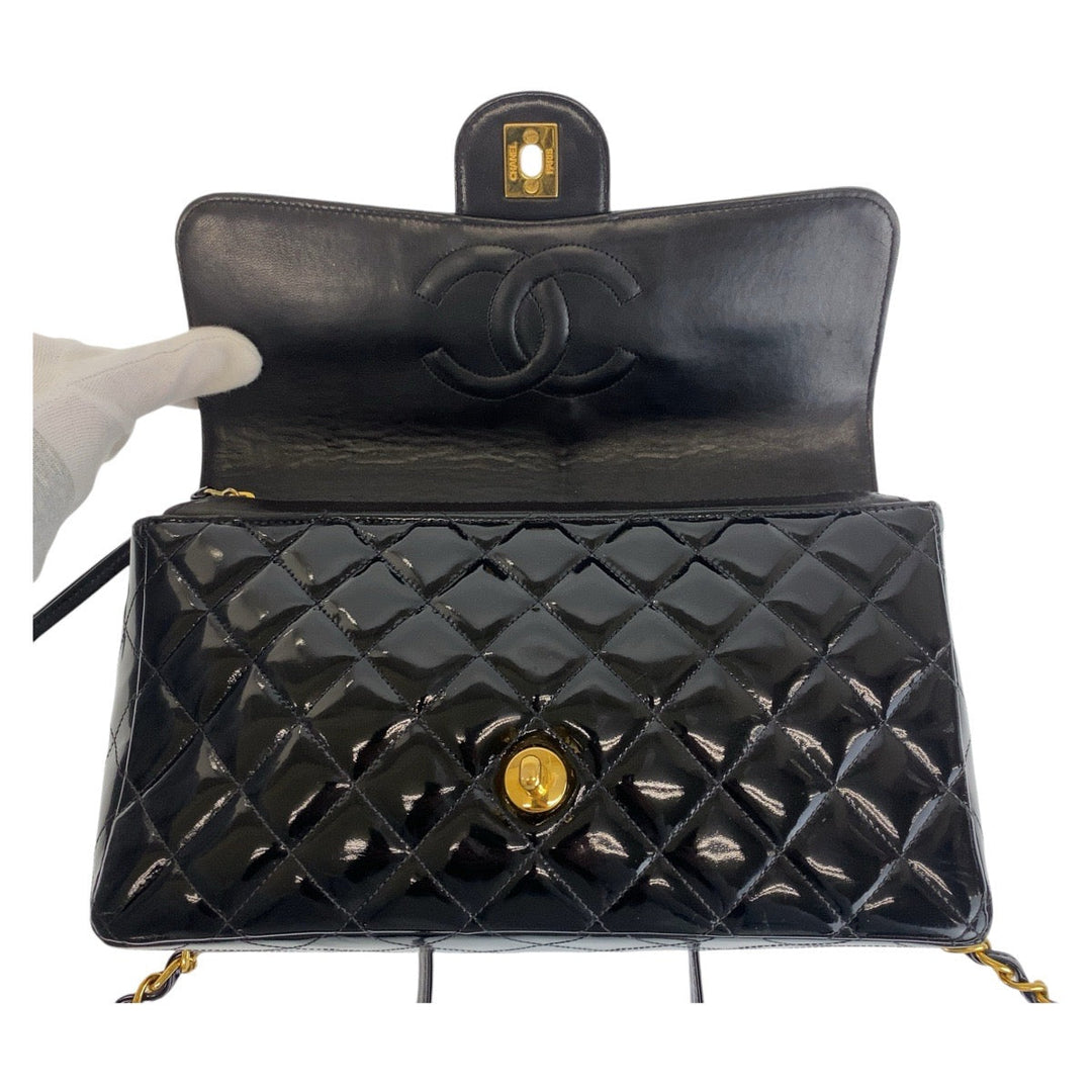 CHANEL Backpack Patent leather Black Gold Metal Backpack Backpack Matrasse COCO Mark Turnlock Women Used Authentic