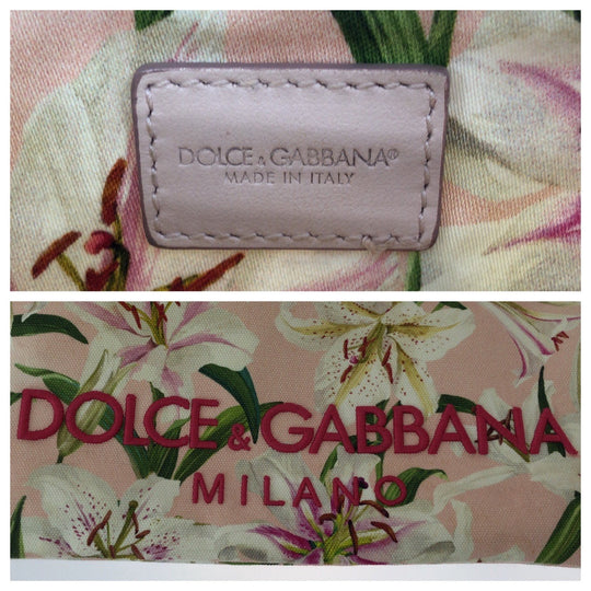 DOLCE&GABBANA Clutch bag canvas pink Lily Print logo