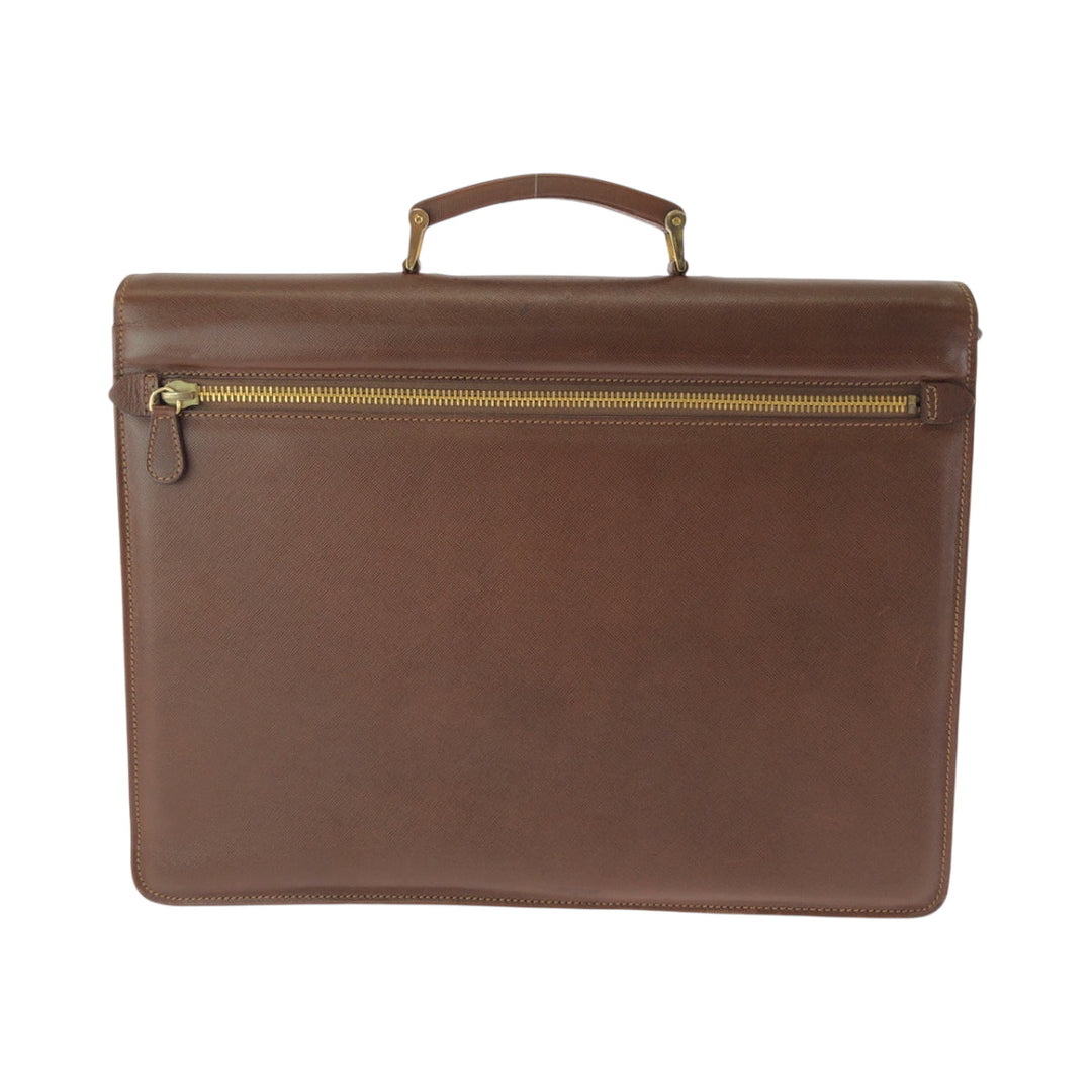 PRADA Business bag leather Brown Safiano