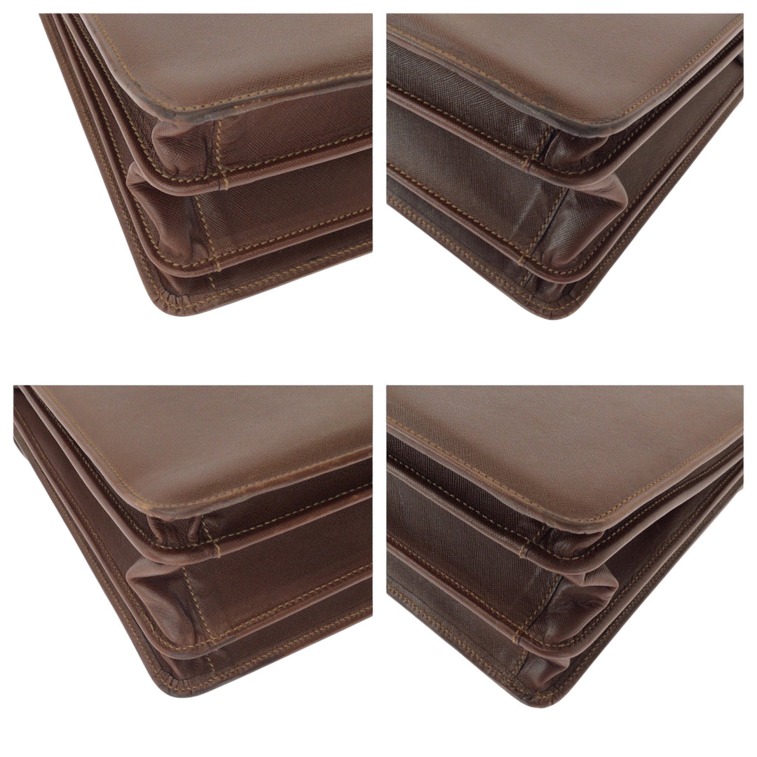 PRADA Business bag leather Brown Safiano