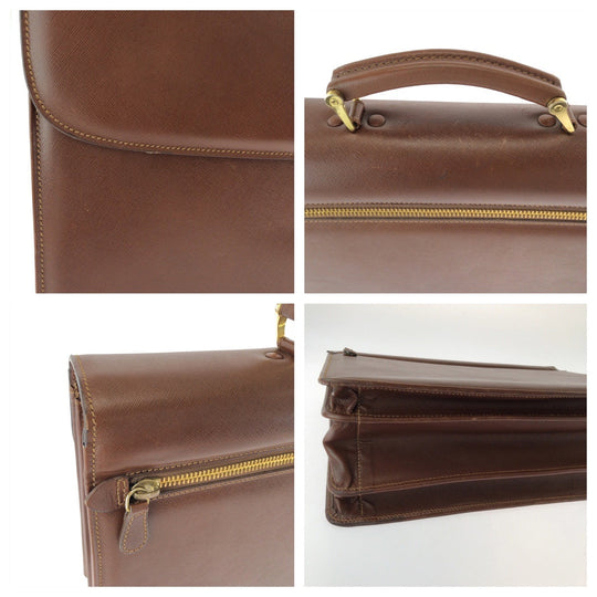 PRADA Business bag leather Brown Safiano