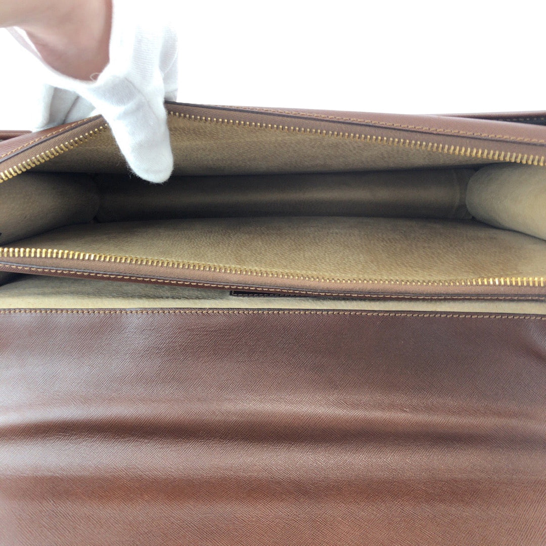 PRADA Business bag leather Brown Safiano