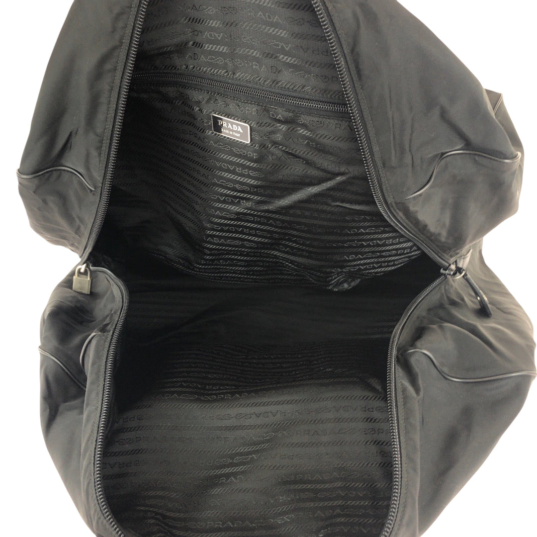 PRADA Boston Duffel bag Nylon Black SilverMetal Test Triangle With logo