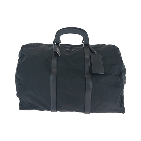 PRADA Boston Duffel bag Nylon Black SilverMetal Test Triangle With logo