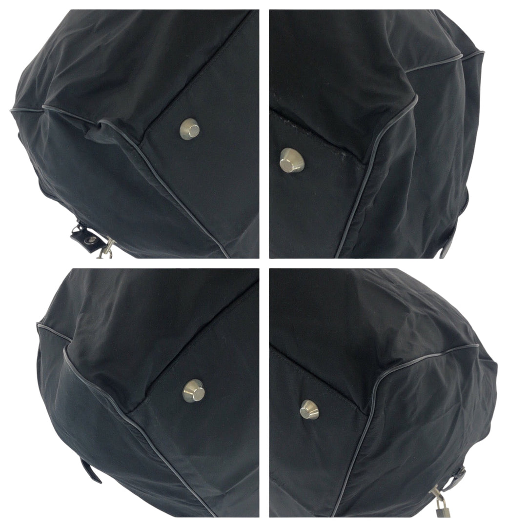 PRADA Boston Duffel bag Nylon Black SilverMetal Test Triangle With logo