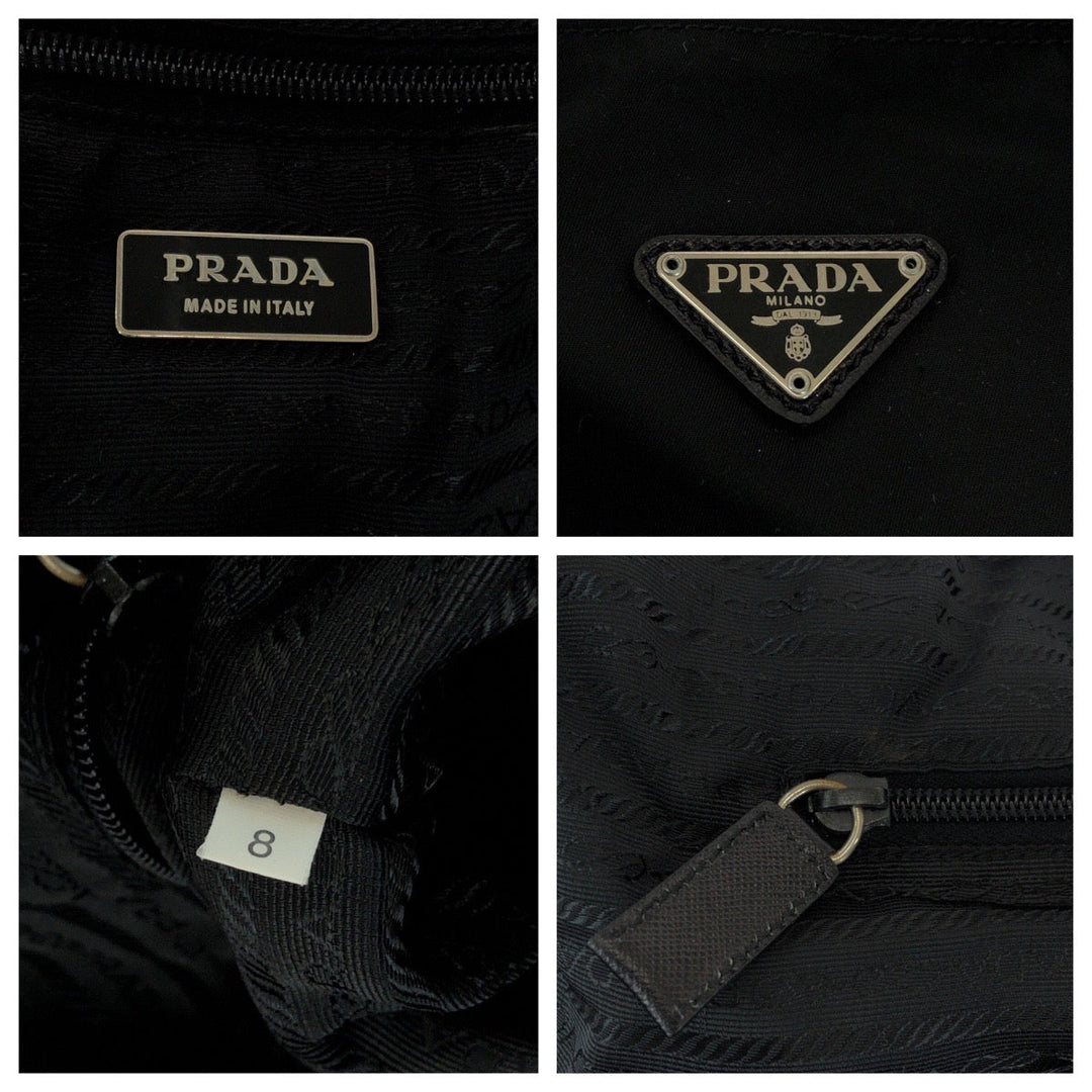 PRADA Boston Duffel bag Nylon Black SilverMetal Test Triangle With logo