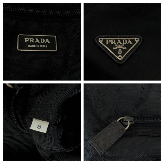 PRADA Boston Duffel bag Nylon Black SilverMetal Test Triangle With logo