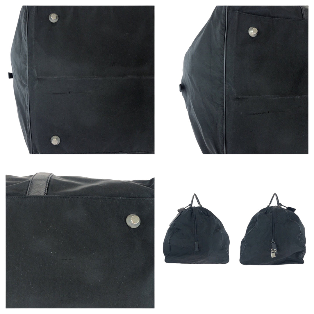 PRADA Boston Duffel bag Nylon Black SilverMetal Test Triangle With logo