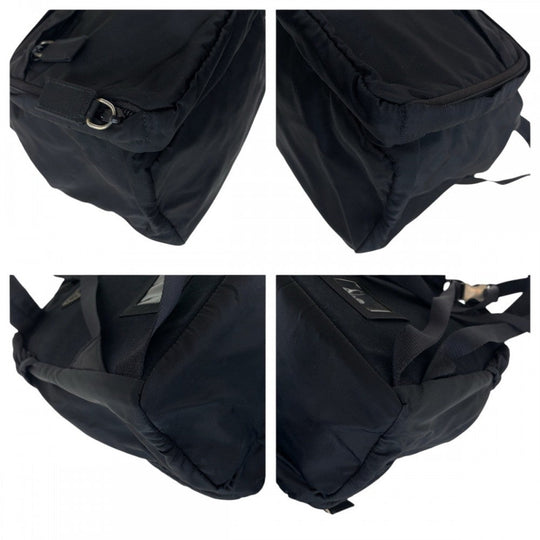 PRADA Backpack Nylon Black SilverMetal Backpacks & Daypacks Backpacks Test Triangle With logo Women Used Authentic