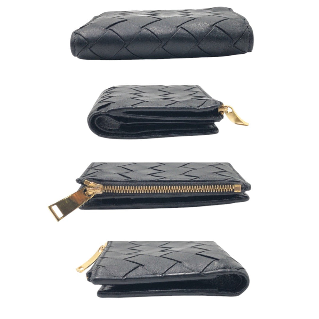 BOTTEGAVENETA Bifold Wallet leather black MAXI INTRECCIATO