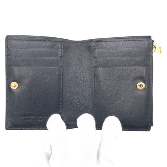 BOTTEGAVENETA Bifold Wallet leather black MAXI INTRECCIATO