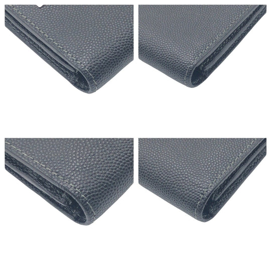 CARTIER Long Wallet Purse leather black Santos