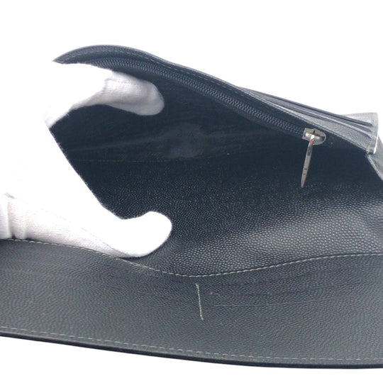 CARTIER Long Wallet Purse leather black Santos
