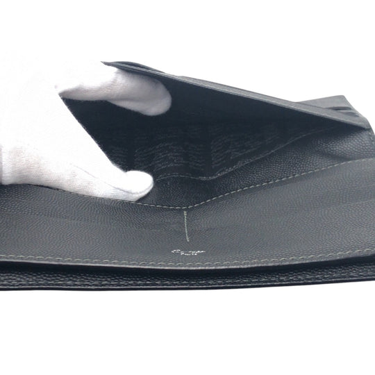 CARTIER Long Wallet Purse leather black Santos
