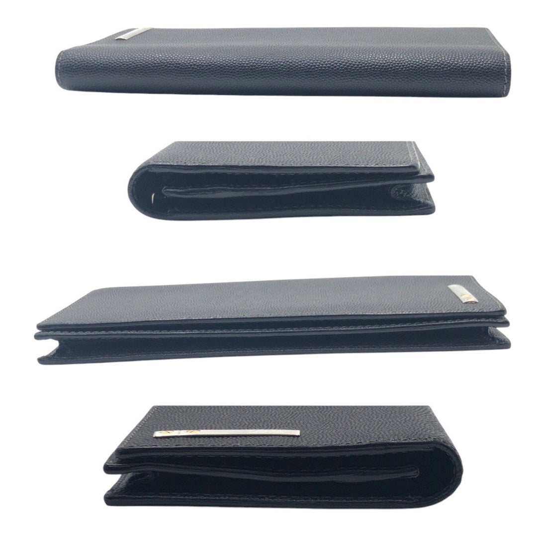 CARTIER Long Wallet Purse leather black Santos