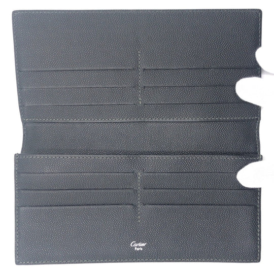 CARTIER Long Wallet Purse leather black Santos