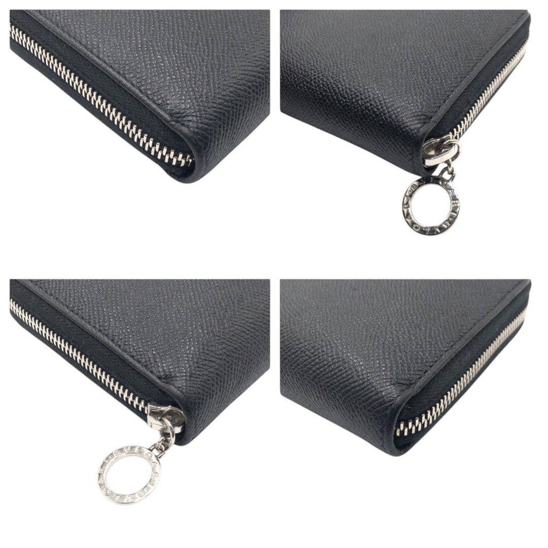 BVLGARI Long Wallet Purse leather black