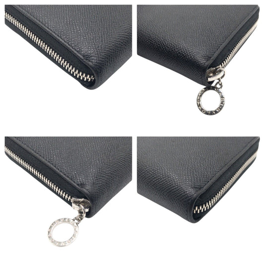 BVLGARI Long Wallet Purse leather black