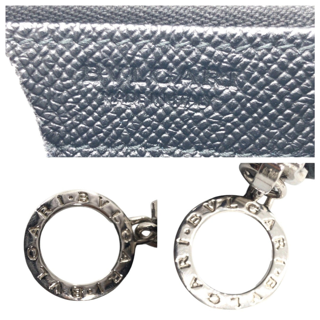 BVLGARI Long Wallet Purse leather black