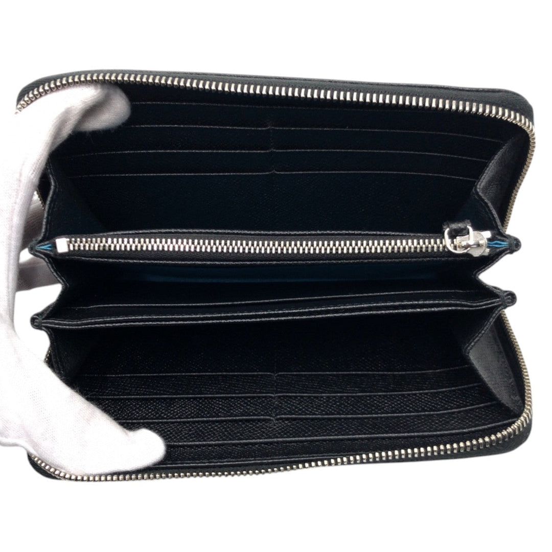 BVLGARI Long Wallet Purse leather black