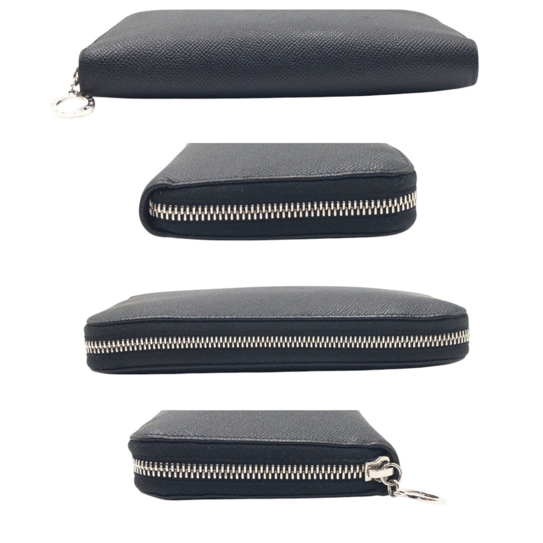 BVLGARI Long Wallet Purse leather black
