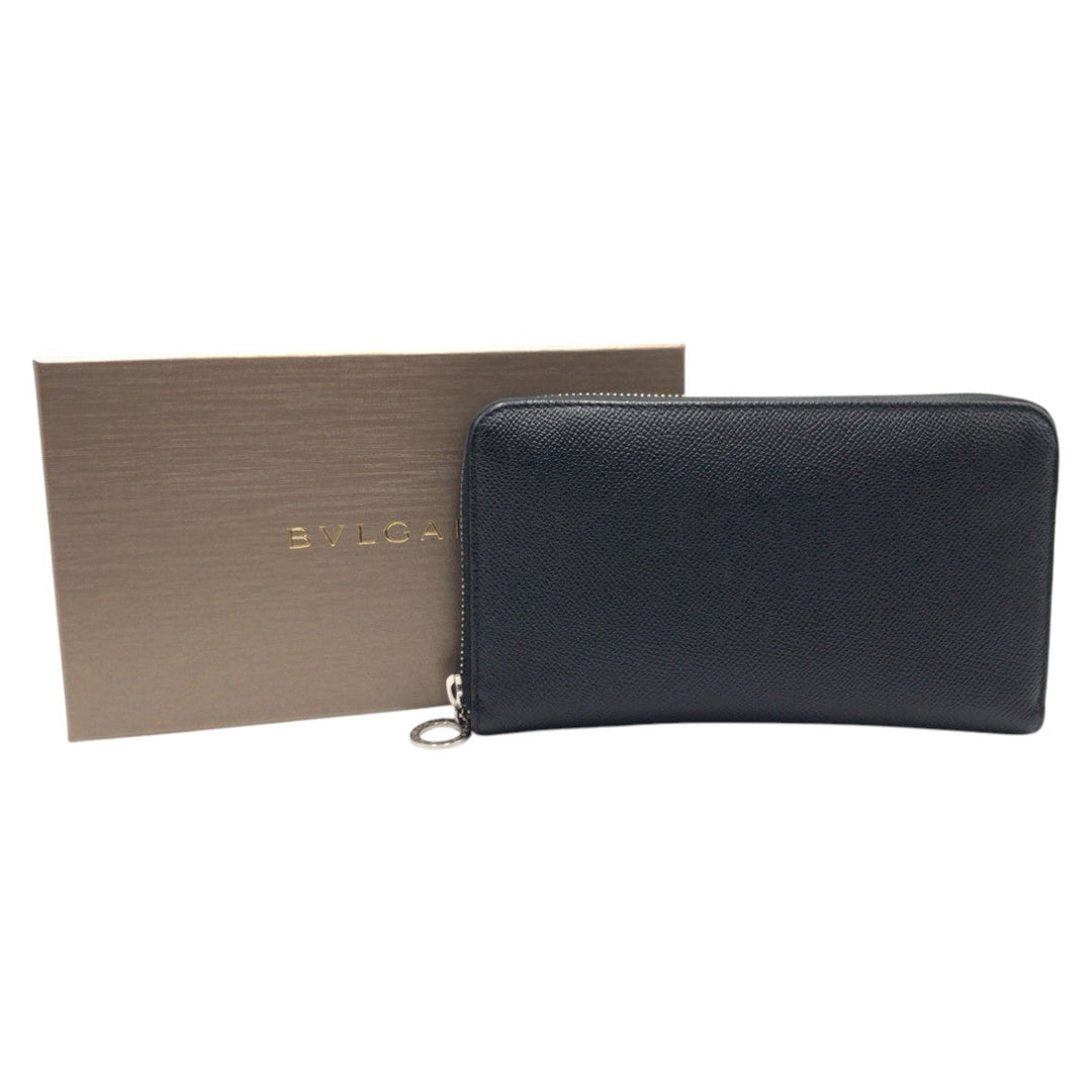 BVLGARI Long Wallet Purse leather black