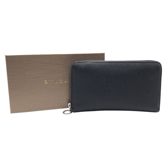 BVLGARI Long Wallet Purse leather black