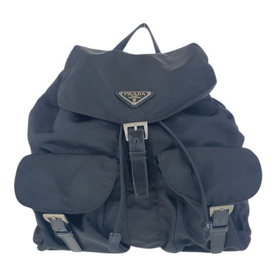 PRADA Backpack Nylon Black SilverMetal Test Triangle With logo