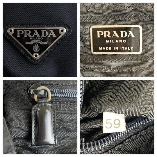 PRADA Backpack Nylon Black SilverMetal Test Triangle With logo