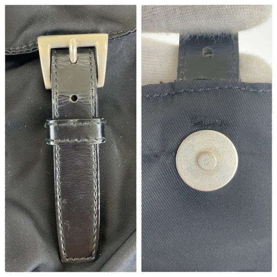 PRADA Backpack Nylon Black SilverMetal Test Triangle With logo
