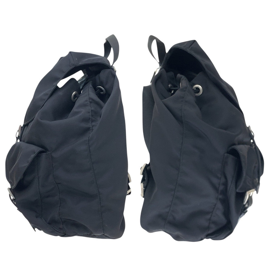 PRADA Backpack Nylon Black SilverMetal Test Triangle With logo