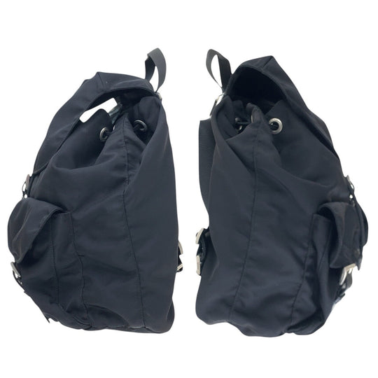 PRADA Backpack Nylon Black SilverMetal Test Triangle With logo