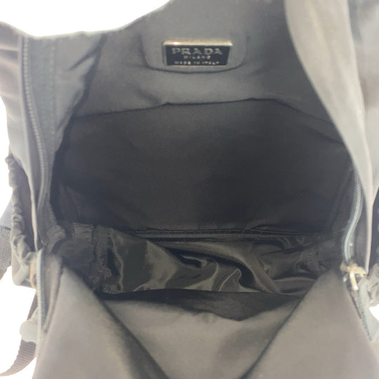 PRADA Backpack Nylon Black SilverMetal Backpack Unisex Test Triangle With logo Women Used Authentic
