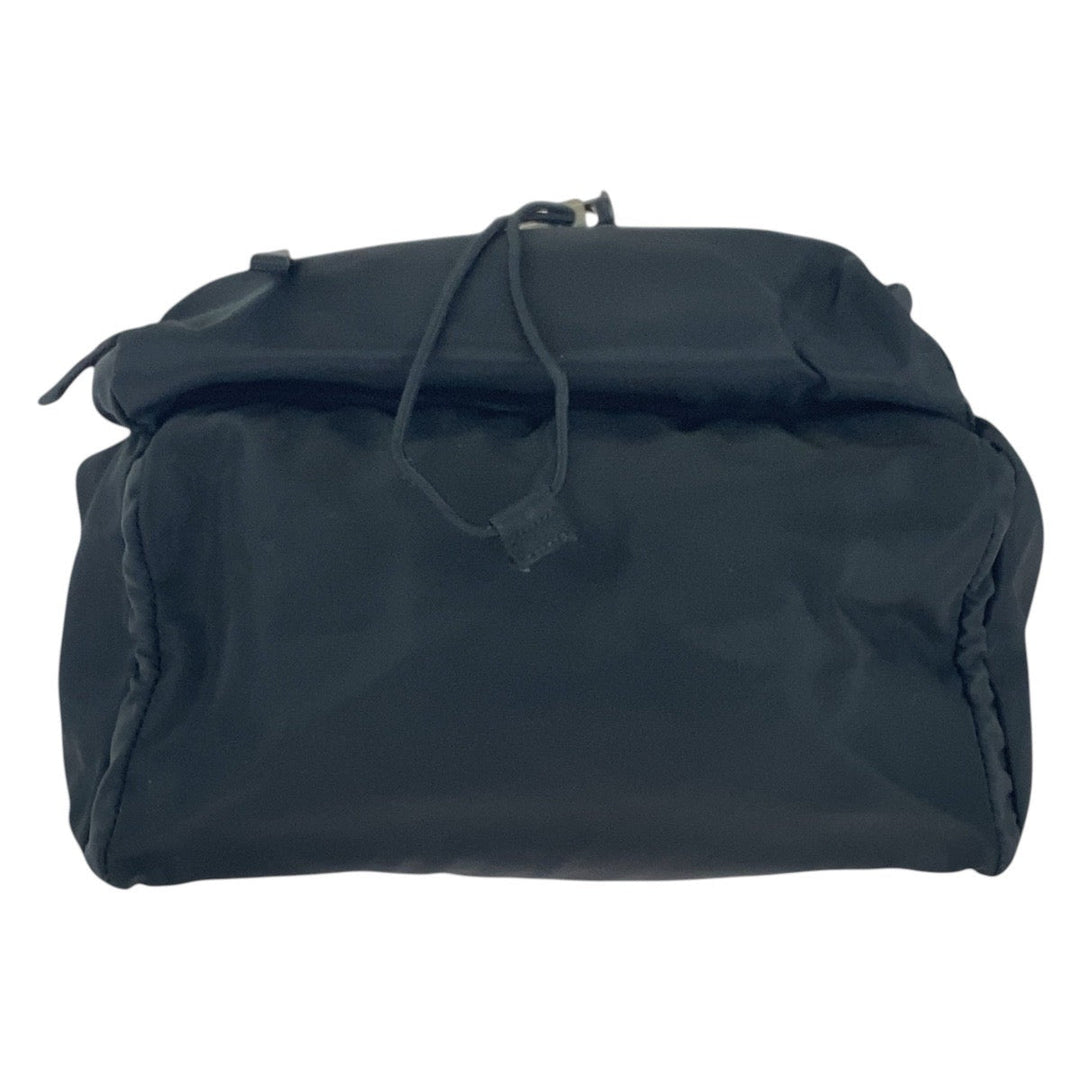 PRADA Backpack Nylon Black SilverMetal Backpack Unisex Test Triangle With logo Women Used Authentic