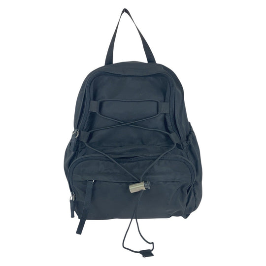 PRADA Backpack Nylon Black SilverMetal Backpack Unisex Test Triangle With logo Women Used Authentic