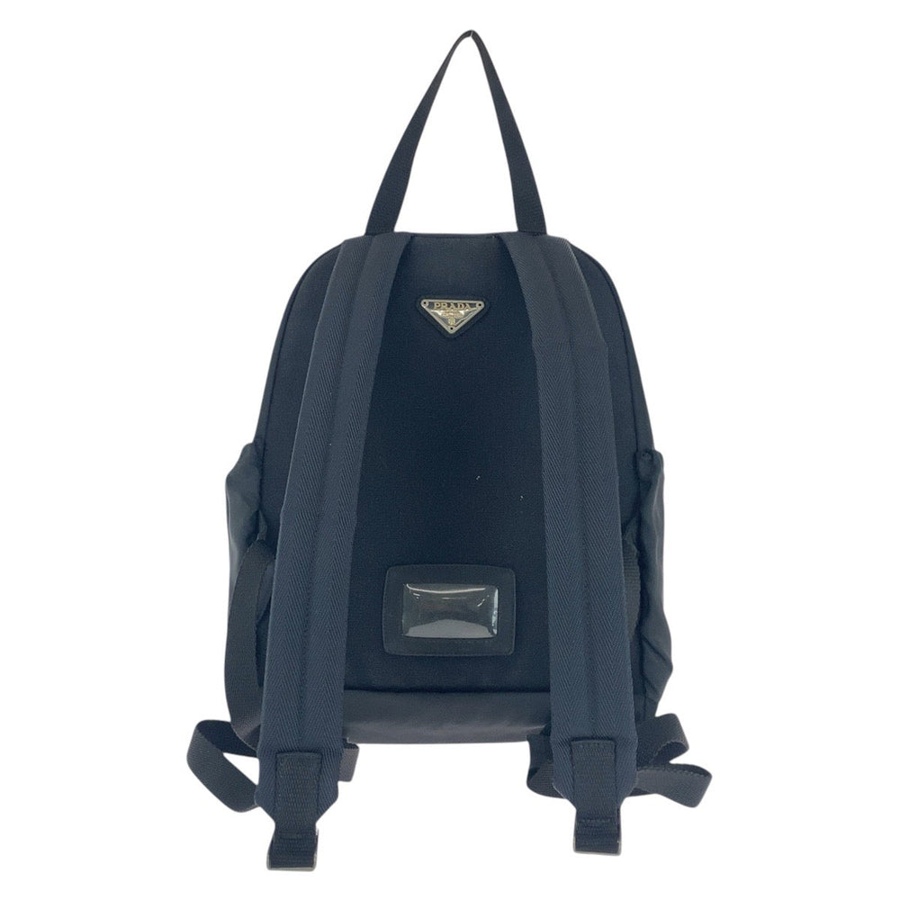 PRADA Backpack Nylon Black SilverMetal Backpack Unisex Test Triangle With logo Women Used Authentic