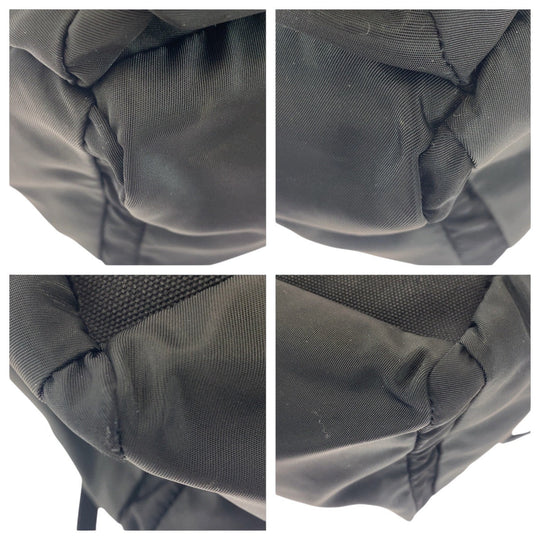 PRADA Backpack Nylon Black SilverMetal Backpack Unisex Test Triangle With logo Women Used Authentic