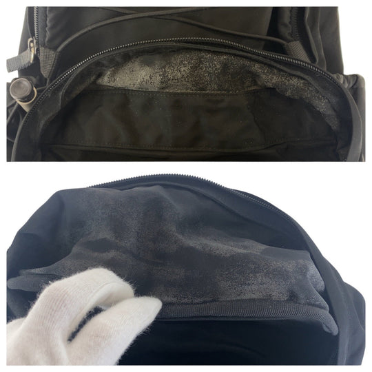 PRADA Backpack Nylon Black SilverMetal Backpack Unisex Test Triangle With logo Women Used Authentic