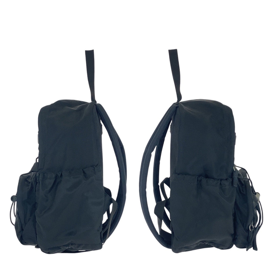 PRADA Backpack Nylon Black SilverMetal Backpack Unisex Test Triangle With logo Women Used Authentic
