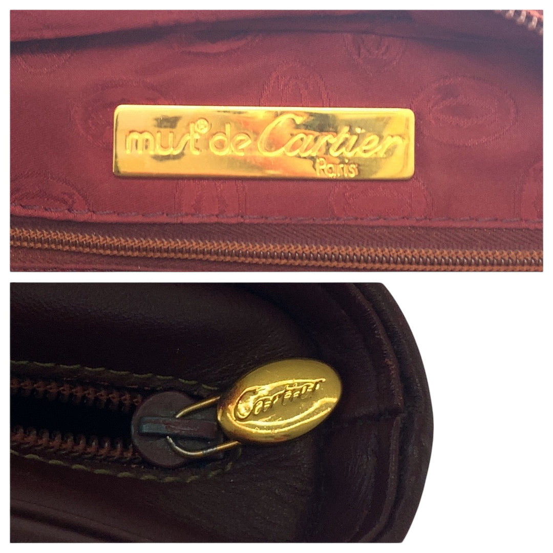 CARTIER Handbag leather wine-red Must Line