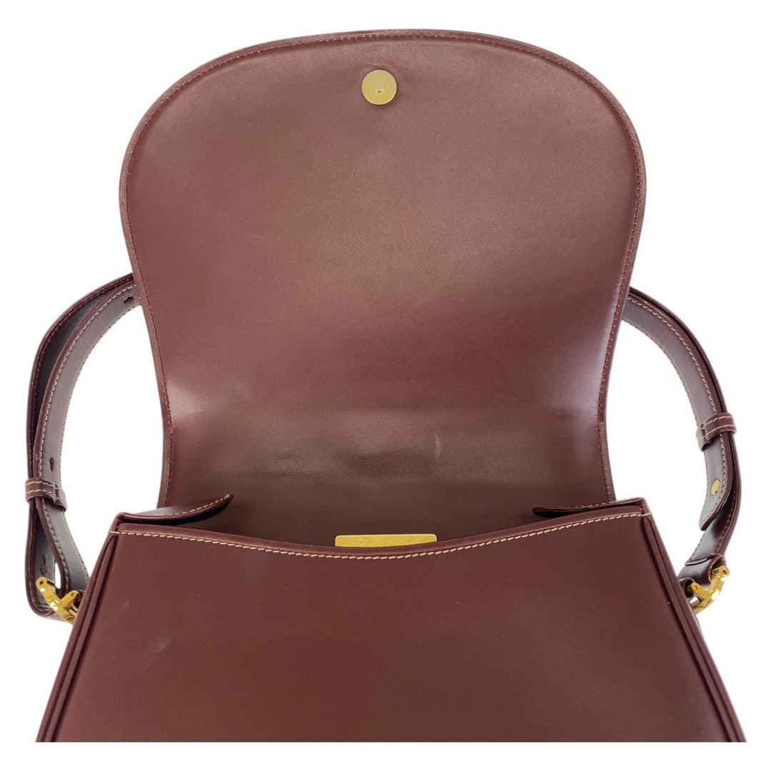 CARTIER Shoulder Bag leather wine-red Must Line