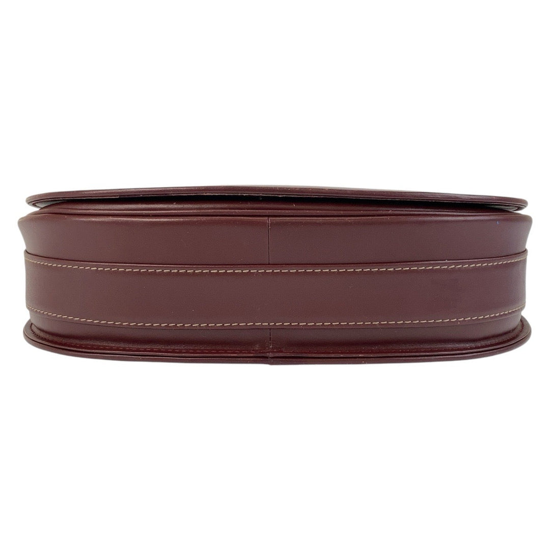 CARTIER Shoulder Bag leather wine-red Must Line